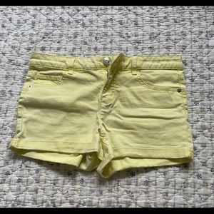 Justice girls yellow jean shorts